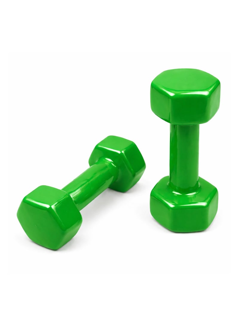 أتش برو زوج دمبل فينيل بوزن ١ كجم من إتش إم سبورتس (طقم من قطعتين، كل قطعة ١ كجم) باللون الأخضر، أوزان يد مثالية لتمارين الجيم المنزلي. - Image 3