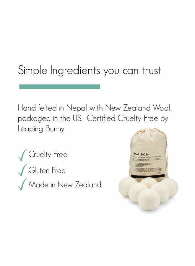 MOLLY'S SUDS Wool Dryer Balls | XL, Premium Organic Fabric Softener, Hypoallergenic, Hand-Felted, Reusable, Reduce Drying Time | White, Set of 6  - Image 2