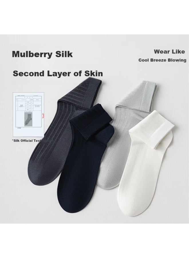 Liberal Men'S Summer New Silk Socks With 25 Years Of Freedom Series, Thin Mesh Breathable Antibacterial Odor-Resistant Sweat-Absorbing Business Mid-Tube Socks - Image 4