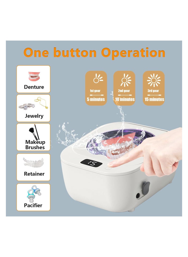 SYOSI - Ultrasonic Retainer Cleaner for Retainers, Sonic Cleaner Machine with Light Rerainers, 48khz Quickly Cleaning for Retainers, 240ml Ultrasonic Cleaner Machine for Aligners, Dentures, Mouth Guards - Image 1