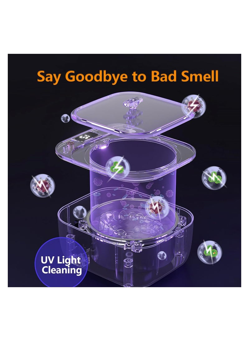 SYOSI - Ultrasonic Retainer Cleaner for Retainers, Sonic Cleaner Machine with Light Rerainers, 48khz Quickly Cleaning for Retainers, 240ml Ultrasonic Cleaner Machine for Aligners, Dentures, Mouth Guards - Image 1