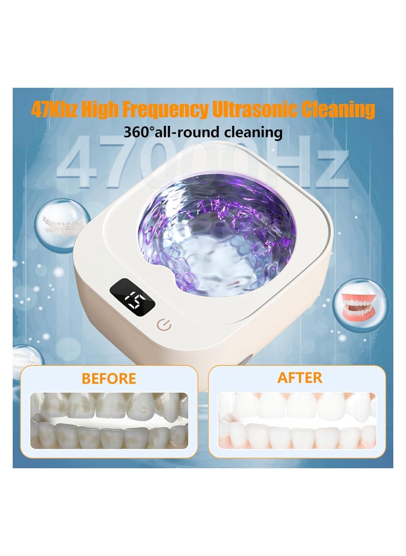 SYOSI - Ultrasonic Retainer Cleaner for Retainers, Sonic Cleaner Machine with Light Rerainers, 48khz Quickly Cleaning for Retainers, 240ml Ultrasonic Cleaner Machine for Aligners, Dentures, Mouth Guards - Image 1