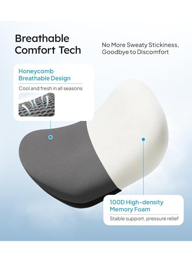 Soft Car Neck Pillow [No Pressure Design] Memory Foam Headrest Cushion with Adjustable Strap & Removable Cover - Fits All Vehicles - Gray 2-Pack - Image 4