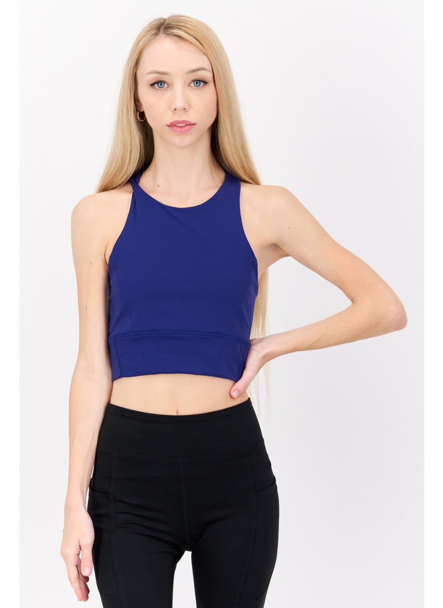 Champion Women Sportswear Fit Sleeveless Training Crop Tank Top, Blue  - Image 1