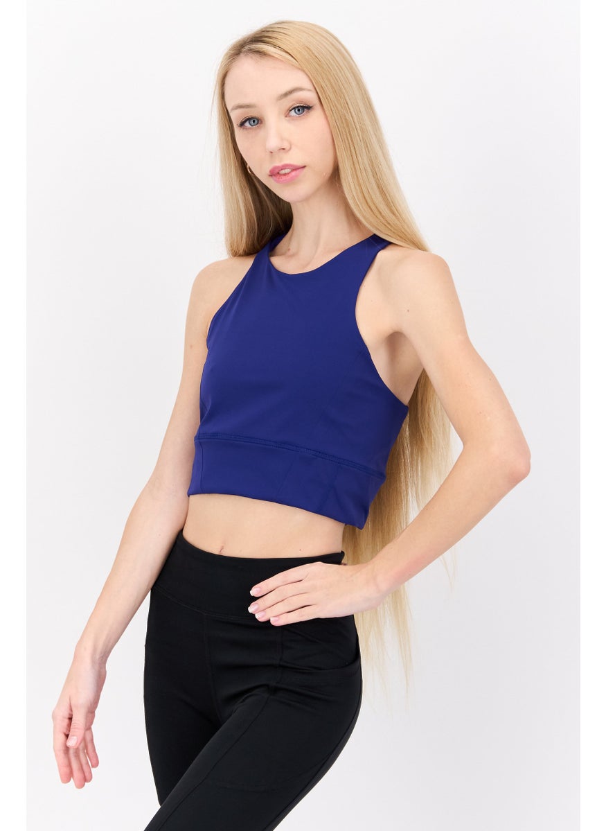 Champion Women Sportswear Fit Sleeveless Training Crop Tank Top, Blue  - Image 3