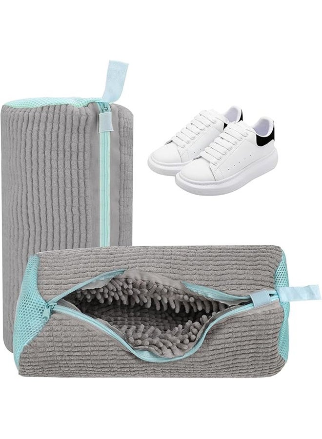 O Ozone 2 Pcs Shoe Washing Bag for Washer & Dryer |Reusable Durable Zippered Mesh Laundry Bag for Sneakers & Delicates - Grey - Image 1