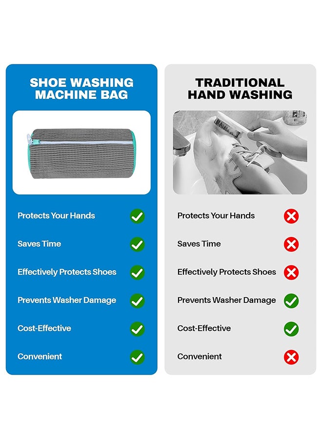 O Ozone 2 Pcs Shoe Washing Bag for Washer & Dryer |Reusable Durable Zippered Mesh Laundry Bag for Sneakers & Delicates - Grey - Image 3