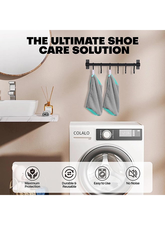 O Ozone 2 Pcs Shoe Washing Bag for Washer & Dryer |Reusable Durable Zippered Mesh Laundry Bag for Sneakers & Delicates - Grey - Image 5