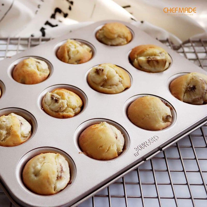 CHEFMADE Mini Muffin Pan, 12-Cavity Non-Stick Mini Cupcake Pan Bakeware for Oven Baking (Champagne Gold) - Image 5