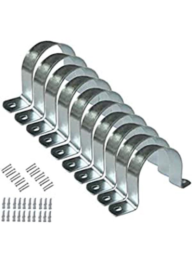 ABBASALI Galvanized (GI) U Clamps Fastener Hanger Pipe Clamps Clip with Screw and Fischer, for Conduit Pipe Fixing Bracket and Support Water Pipe and Gas Pipe 10 Pcs (3/4 inch) - Image 1