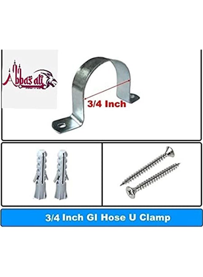 ABBASALI Galvanized (GI) U Clamps Fastener Hanger Pipe Clamps Clip with Screw and Fischer, for Conduit Pipe Fixing Bracket and Support Water Pipe and Gas Pipe 10 Pcs (3/4 inch) - Image 2
