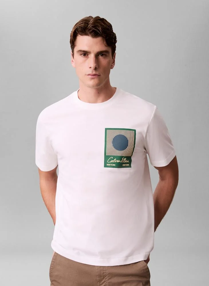 كالفن كلاين تيشيرت بياقة دائرية برسومات