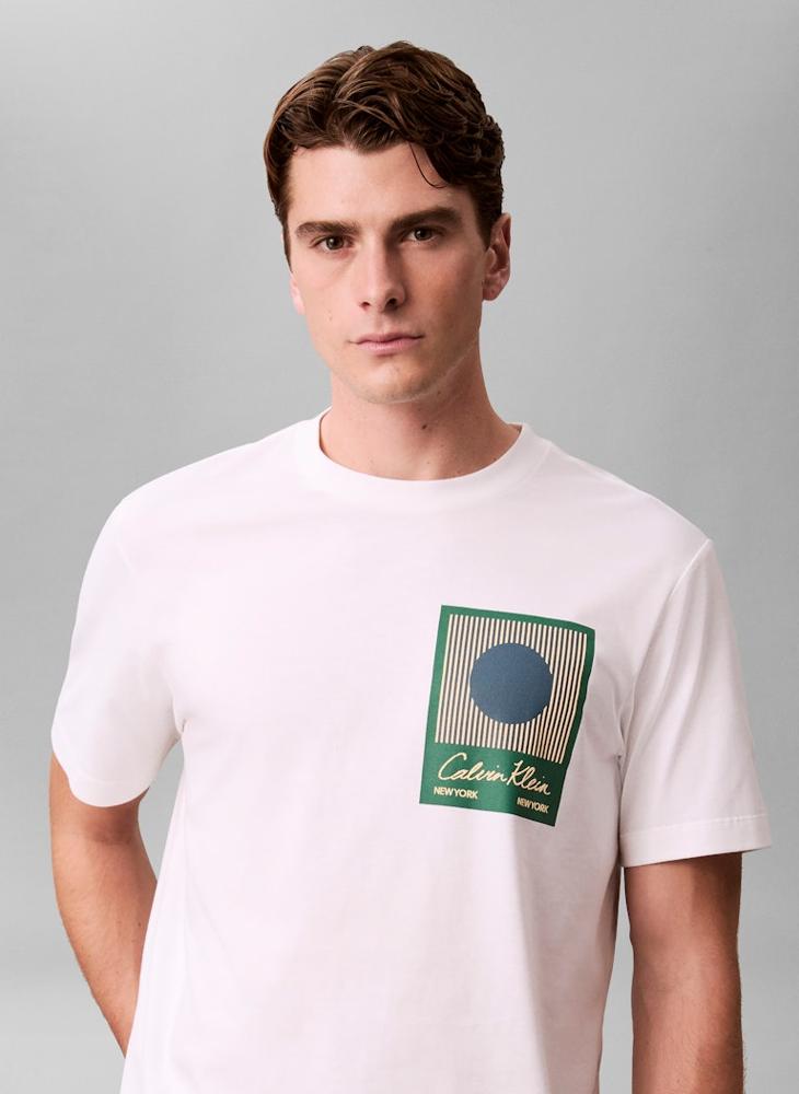 كالفن كلاين تيشيرت بياقة دائرية برسومات - Image 4