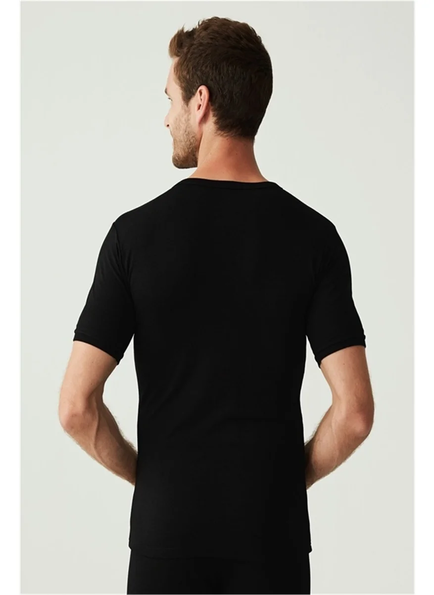 U.S. Polo Assn. BASE. Polo Assn. 17035 Men's Thermal Short Sleeve Underwear - Black