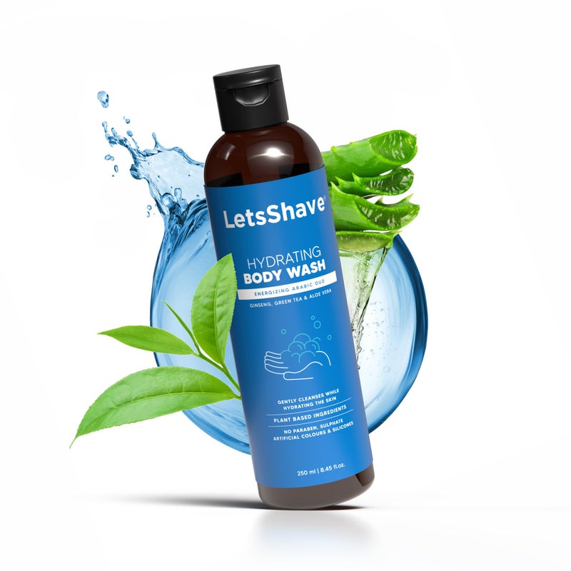 Letsshave Hydrating Body Wash for Men (250ml) with Arabic Oud - Ginseng, Aloe Vera & Green Tea | Gently Cleanses & Hydrates Skin | No Parabens, Sulfates or Silicones | 250ml - Image 1