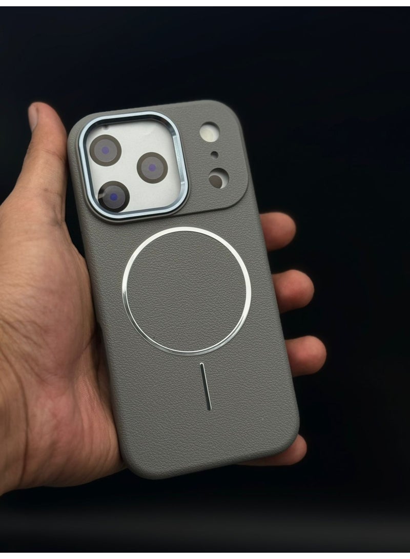 general Premium MagSafe Leather Texture Case for iPhone 17 Pro – Shockproof, Slim & Magnetic Wireless Charging Compatible (Grey) - Image 4