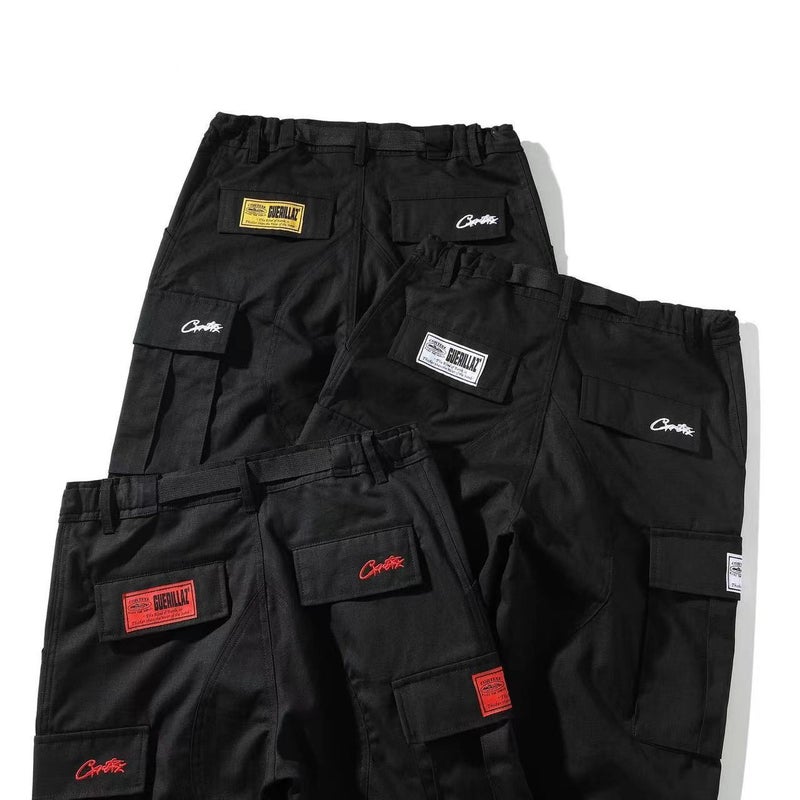 American retro high street fashion brand Hip Hop Street print casual multi-pocket side buckle men's and women's same style overalls ins - Image 4