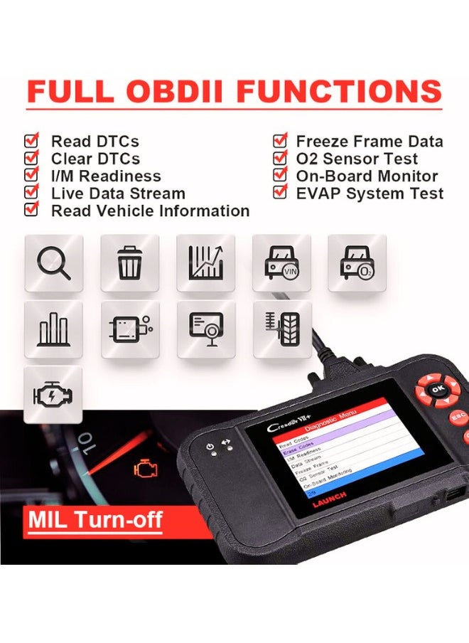 Launch X431 Creader VII+ Auto Code Reader EOBD OBD2 Scanner Scan Tool Testing Engine Transmission ABS Airbag System Free Update via PC  - Image 5
