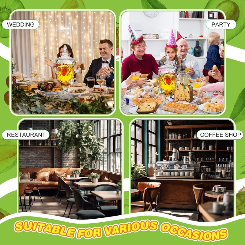 Nuogo نوغو 2 قطعة موزع مشروبات 08 جالون موزع مشروبات زجاجي مع قاعدة وصنبور تصميم عتيق لمشروبات مثلجة موزع مشروبات زجاجي كريستالي نافورة مشروبات للشاي بالليمون حفلة عيد الميلاد المنزلية - Image 4