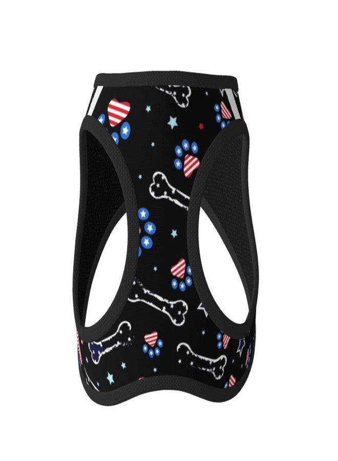 AZIYFBR 4th July with Paw Print No Pull Dog Harness and Leash Set, Cute Reflective Adjustable Vest for Small Dogs,Breathable Mesh Puppy Harness for Walking Hiking,Medium - Image 3