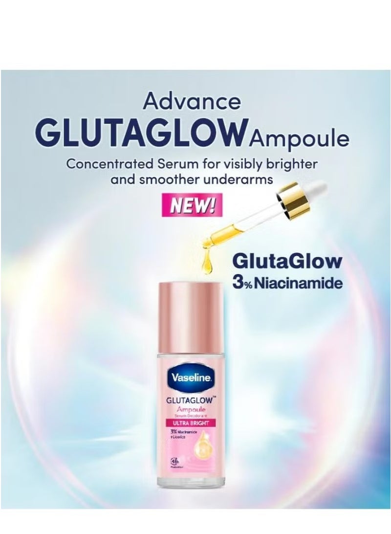 Vaseline GlutaGlow Serum Deodorant Roll On 45ml – Ultra Bright with 3% Niacinamide + Licorice for Underarm Whitening & Smoothing - Image 3