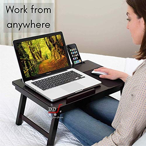 DDS Dream Decor Shoppee Wood Portable Multipurpose Laptop Table Adjustable Height with 1 Drawer (Black) - Image 5