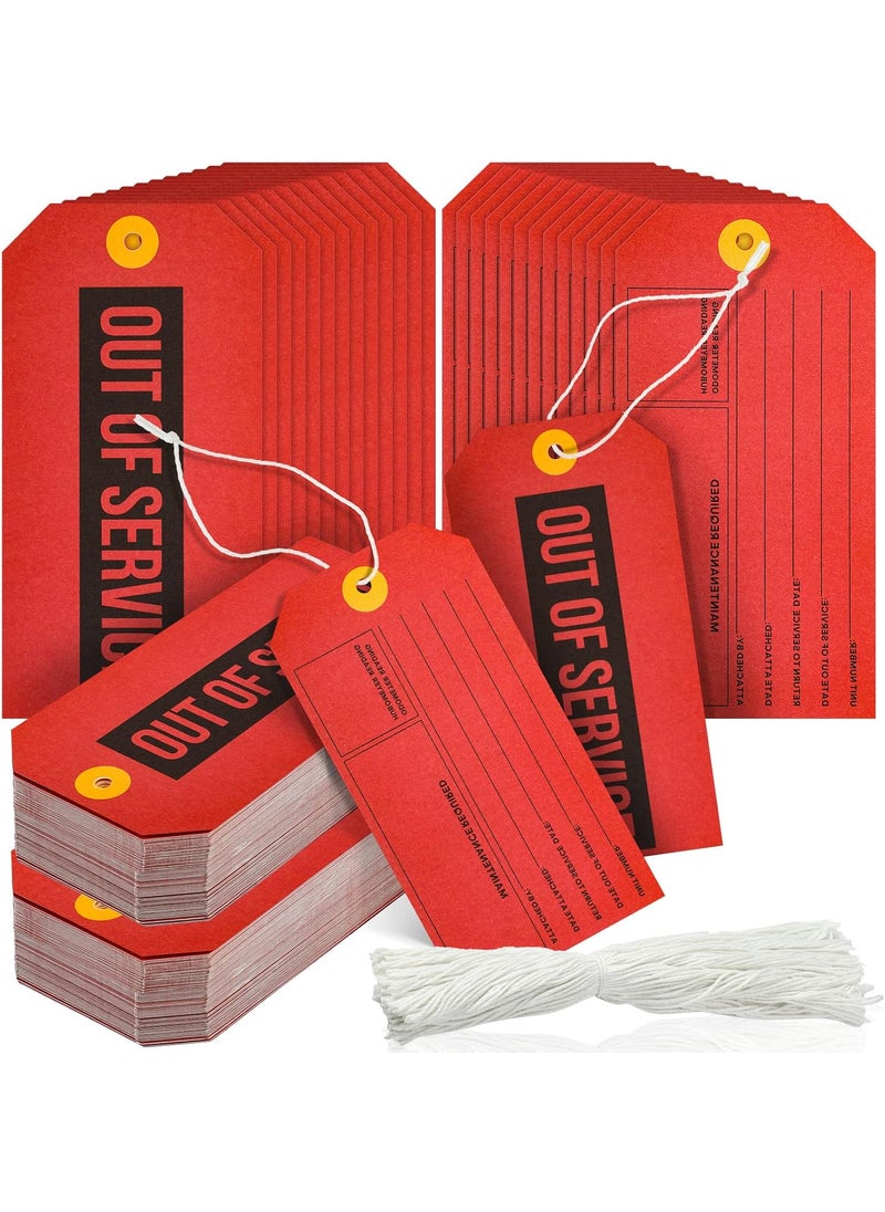 Teling Out of Service Tags Red Tags Maintenance Required Label with Cotton String 8 Inch Tag200 Pack  - Image 1