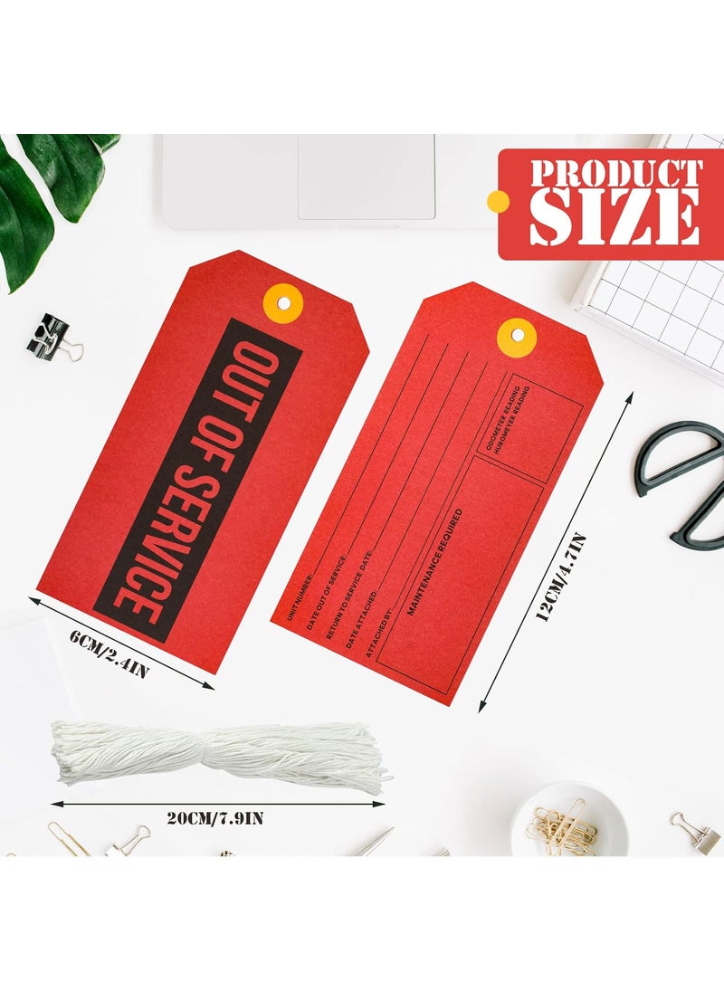 Teling Out of Service Tags Red Tags Maintenance Required Label with Cotton String 8 Inch Tag200 Pack  - Image 2