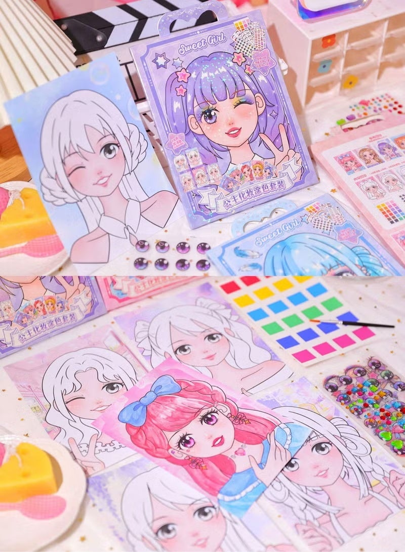 DIY Princess Makeup and Sticker Craft Kit – 1pc Reusable Handmade Set with Pink Paper Bag, Art Supplies, and Sparkling Decals – Fun Beauty Toy for Girls, Perfect for Birthday, Christmas, Easter, Thanksgiving, and New Year Gifts - Image 5