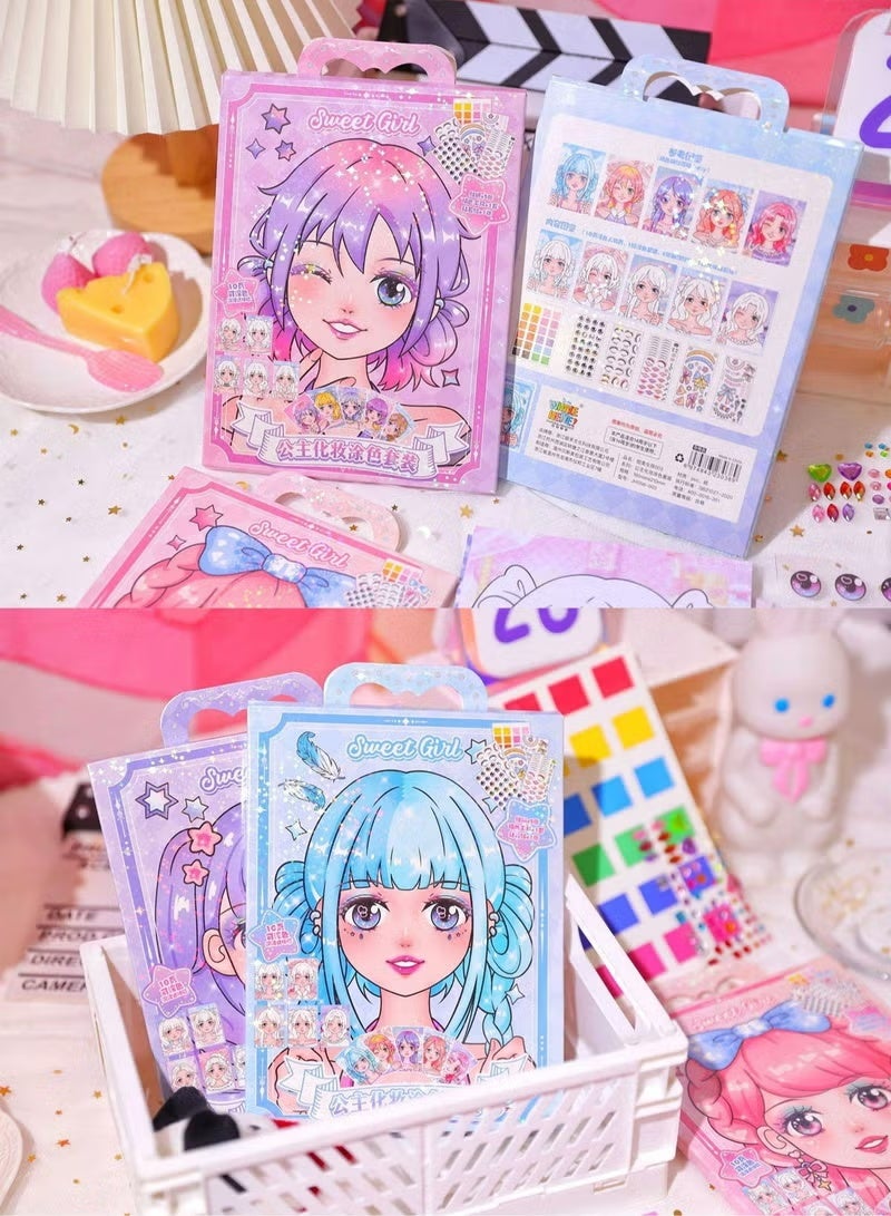 DIY Princess Makeup and Sticker Craft Kit – 1pc Reusable Handmade Set with Pink Paper Bag, Art Supplies, and Sparkling Decals – Fun Beauty Toy for Girls, Perfect for Birthday, Christmas, Easter, Thanksgiving, and New Year Gifts - Image 4