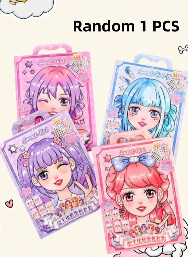 DIY Princess Makeup and Sticker Craft Kit – 1pc Reusable Handmade Set with Pink Paper Bag, Art Supplies, and Sparkling Decals – Fun Beauty Toy for Girls, Perfect for Birthday, Christmas, Easter, Thanksgiving, and New Year Gifts - Image 1