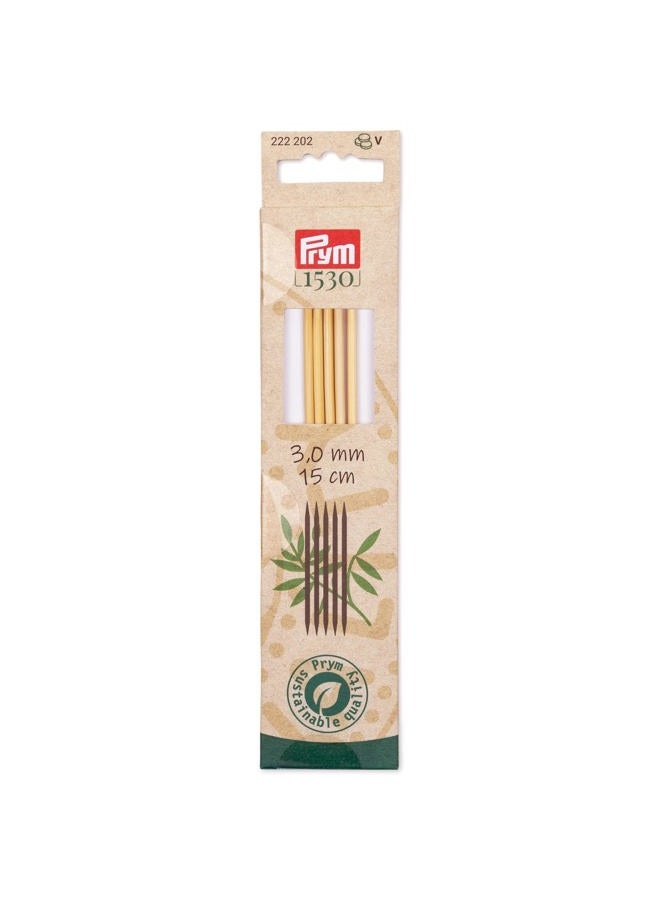 PRYM 6" Double Point Bamboo, 3mm Knitting Needles, US 2.5 (3 mm), Natural 5 Count - Image 1