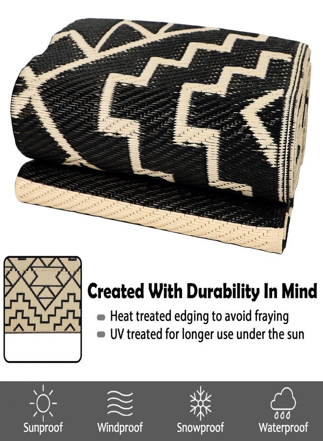 SAND MINE Reversible Mats, Plastic Straw Rug, Modern Area Rug, Large Floor Mat and Rug for Outdoors, RV, Patio, Backyard, Deck, Picnic, Beach, Trailer, Camping (6' x 9', Black & Beige) - Image 4