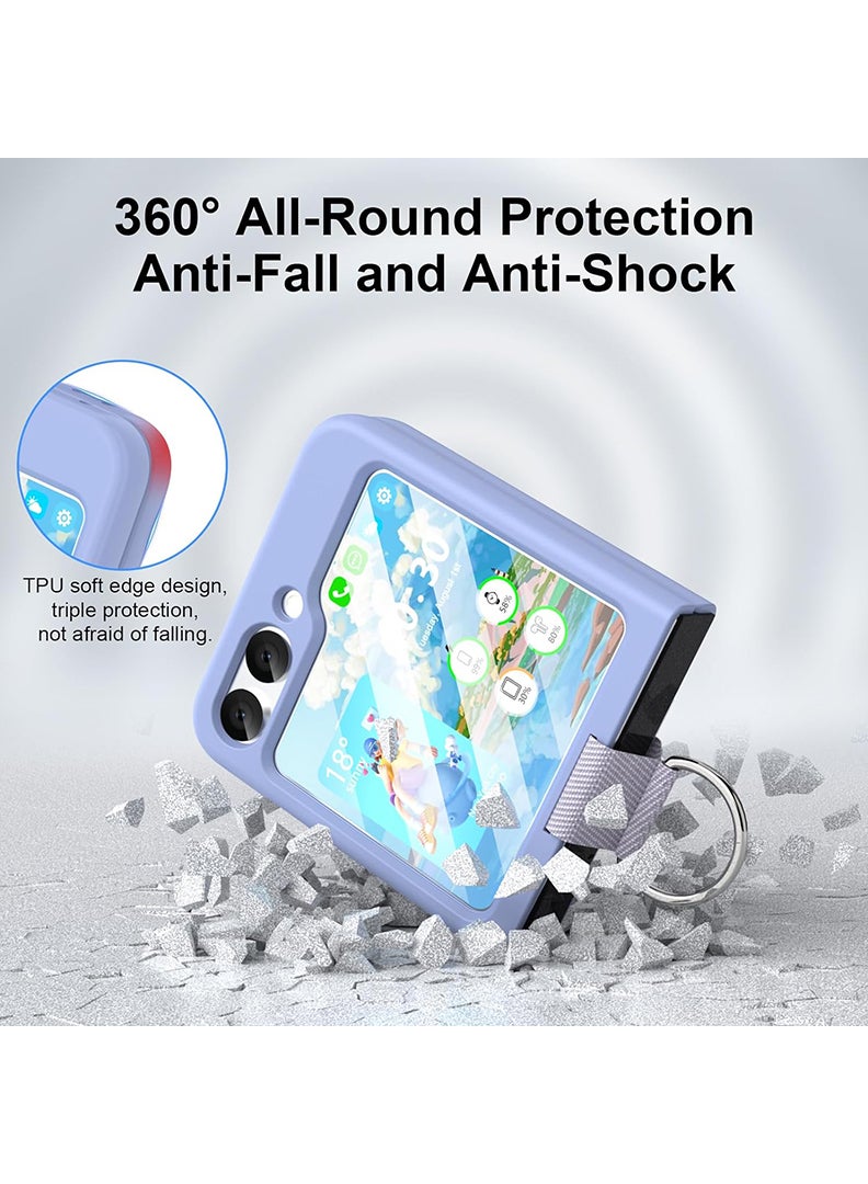 Case Up Compatible with Samsung Galaxy Z Flip 7 6.9 Inch Strap Case, Premium Liquid Silicone With Ring Holder [Soft Anti-Scratch] Shockproof Protective Slim Phone Cover for Samsung Galaxy Z Flip 7 2025, Purple - Image 3