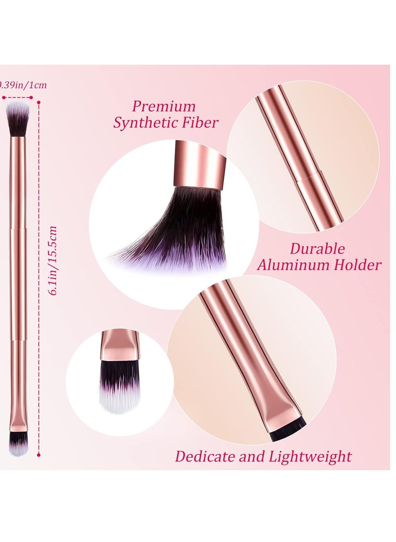 Perthlin 24 Pcs Eyeshadow Smudge Brush 2 in 1 Eyeshadow Brush 2 Double Ended Concealer Brush Under Eye Small Soft Firm Pointed Foundation Makeup Applicator for Blending Eye Shadow Liner (Rose Gold)  - Image 2
