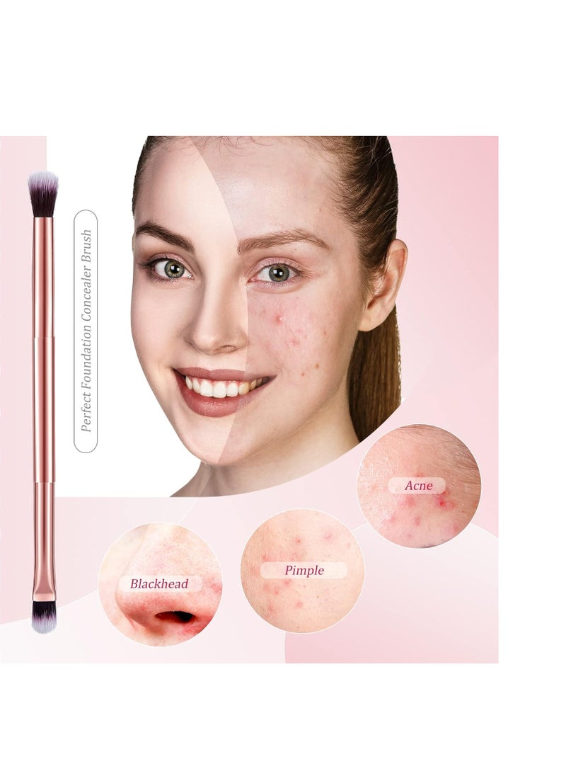 Perthlin 24 Pcs Eyeshadow Smudge Brush 2 in 1 Eyeshadow Brush 2 Double Ended Concealer Brush Under Eye Small Soft Firm Pointed Foundation Makeup Applicator for Blending Eye Shadow Liner (Rose Gold)  - Image 3