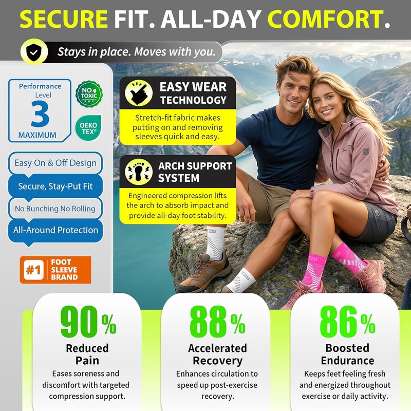 Compression Socks for Plantar Fasciitis and Achilles Tendonitis - Ankle Brace Compression Sleeve with Arch Support - White S-M - Image 5