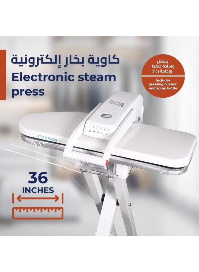 KION Steam Press Iron 36 Inch, 1600 W Digital Steam Press with Removable 1000ml Water Tank, Indicator Lights, White 1000 ml 1600 W KISP/36 white - Image 3