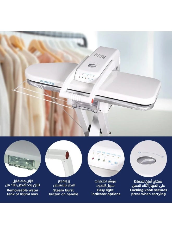 KION Steam Press Iron 36 Inch, 1600 W Digital Steam Press with Removable 1000ml Water Tank, Indicator Lights, White 1000 ml 1600 W KISP/36 white - Image 4
