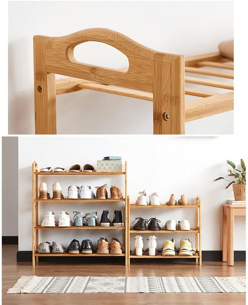 KRISHYAM 4Tier Free Standing Shoe Racks Stackable Bamboo Wood Shoe Rack Durable Shoe Shelf Holder Functional Sturdy Shoe Organizer Brown 4 Shelves Bamboo - Image 4
