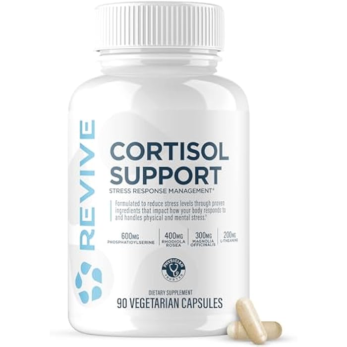 Revive MD Cortisol Manager, 90 Vegetarian Capsules - Cortisol Supplement w/Magnesium & L-Theanine Support Health, Focus, Energy, Fatigue, & Adrenal Gland Function - Vegan & Gluten-Free (30 Servings) - Image 1