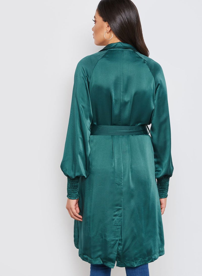 ELLA Satin Waterfall Self Tie Coat - Image 2