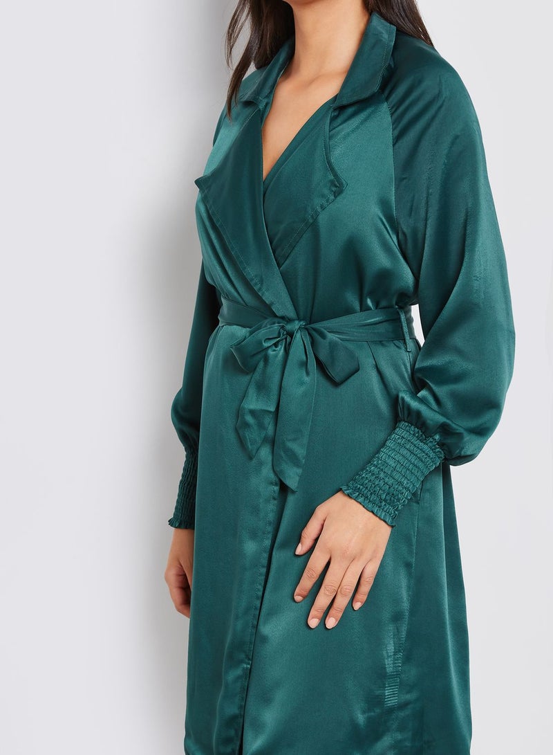 ELLA Satin Waterfall Self Tie Coat - Image 3