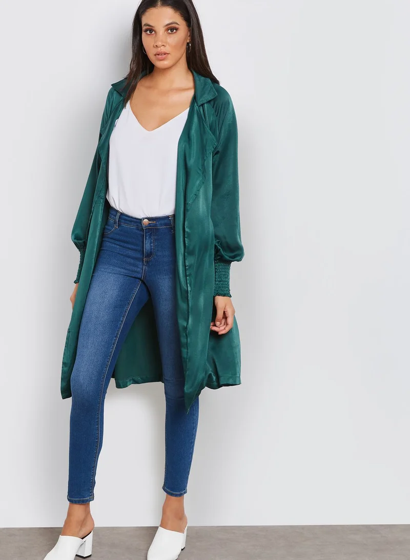 ELLA Satin Waterfall Self Tie Coat