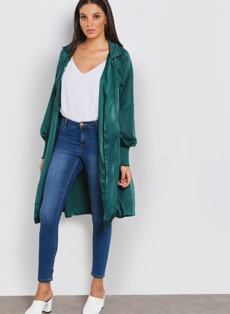 ELLA Satin Waterfall Self Tie Coat - Image 4
