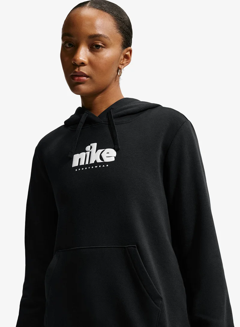 Nike BLACK/(LT SMOKE GREY) Club Fleece Standard Graphic Pullover Hoodie for Women | Best Price UAE