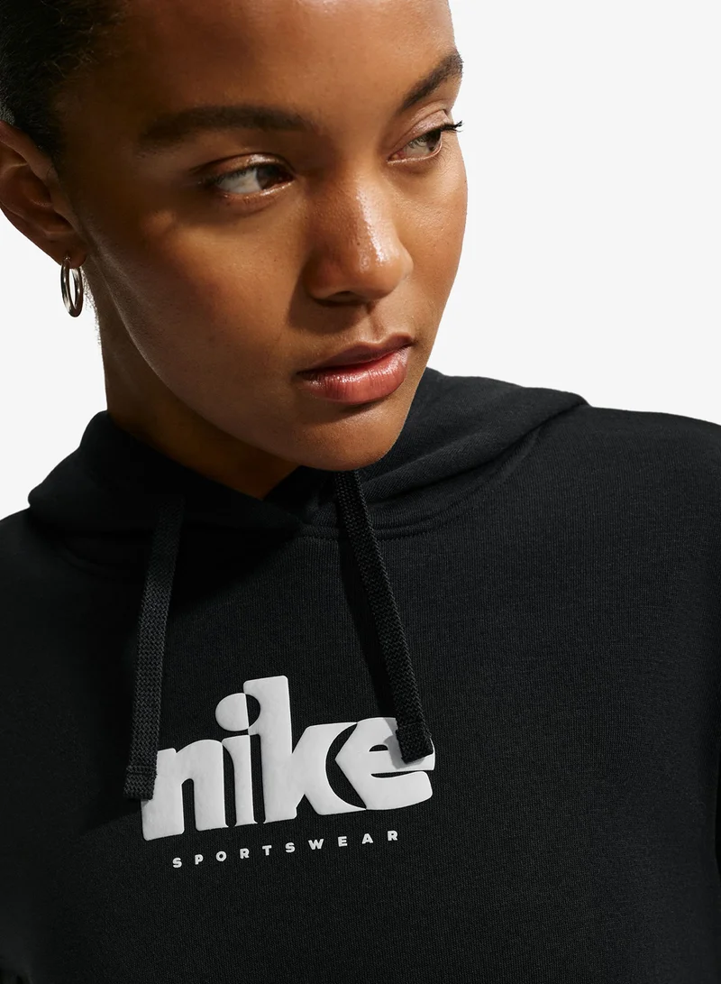 Nike BLACK/(LT SMOKE GREY) Club Fleece Standard Graphic Pullover Hoodie for Women | Best Price UAE