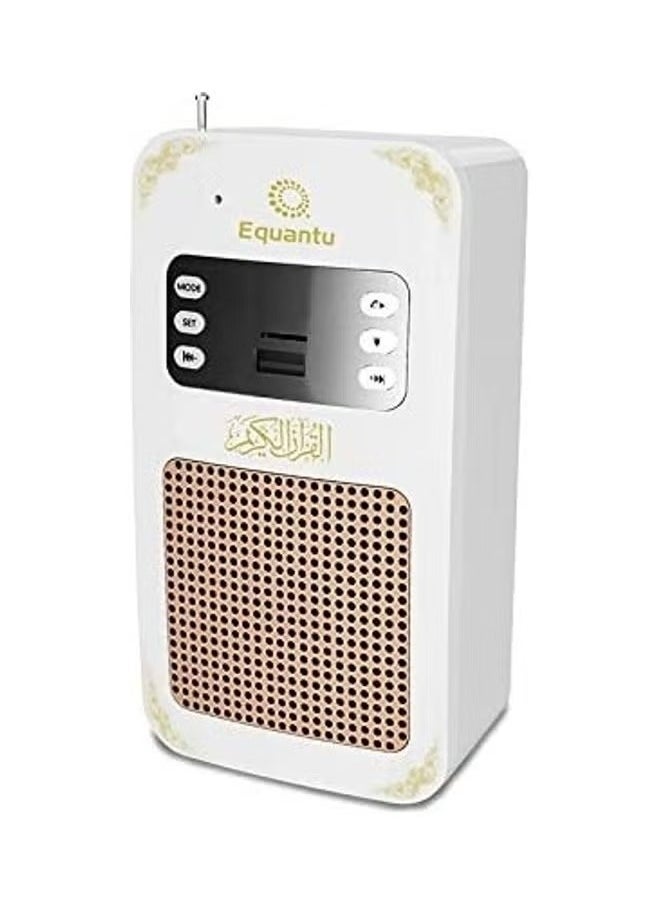 Equantu Portable Quran Speaker – Bluetooth Wireless Speaker in White, Compact Design, High-Quality Sound, Multiple Reciters, Easy to Use - Image 1
