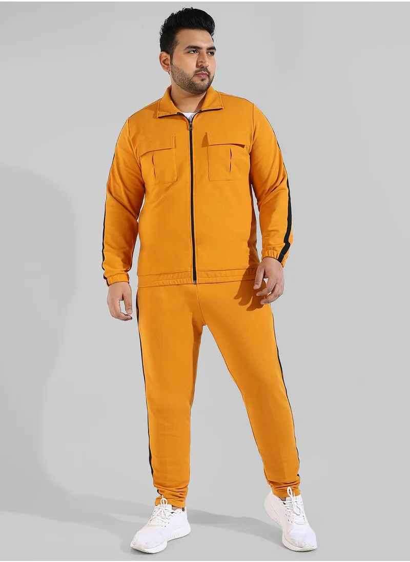 Instafab Plus Men's Solid Mustard Yellow Regular Fit Co-Ords Set