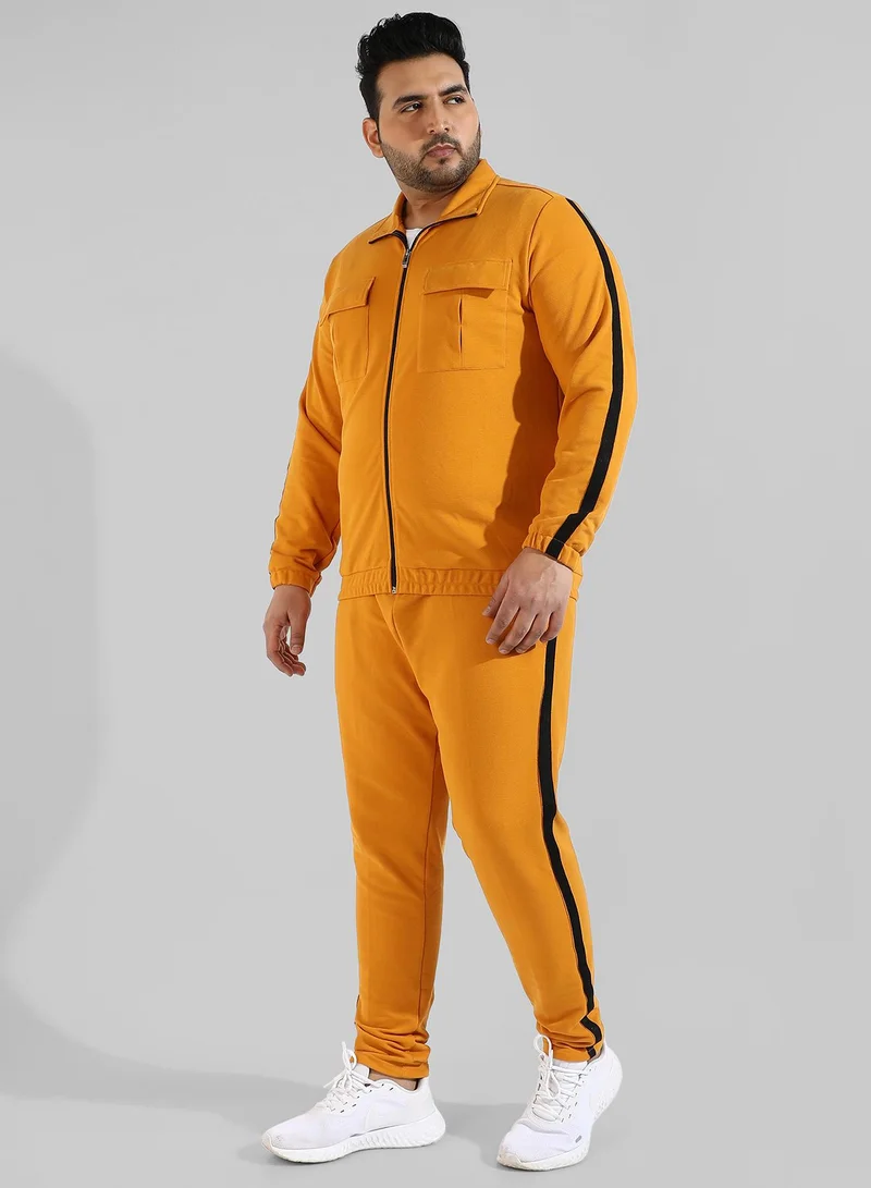 Instafab Plus Men's Solid Mustard Yellow Regular Fit Co-Ords Set